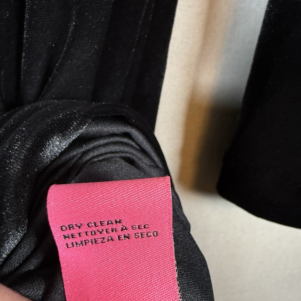 Betsey Johnson Black Velvet V-Neck Long Sleeve Midi Dress Goth Vampire 12 - Picture 10 of 10